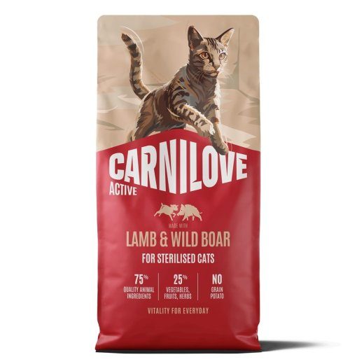 CARNILOVE Active Cat Lamb&Wild Boar Sterilised Kuiv kassitoit 2kg