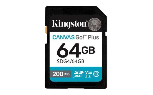 Kingston 64GB SDXC Canvas Go! Plus Gen4 200MB/s C10 UHS-I U3 V30