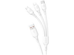 Dudao L8A 3-in-1 USB-A to Lightning/USB Micro/USB-C Kaabel 1.2m valge