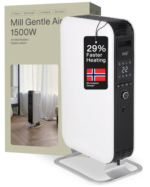 Mill Heater AB-H1500DN õlitäidetud radiaator 1500 W Võimutastete arv 3 Sobivad ruumidele kuni 16-24 m² Valge