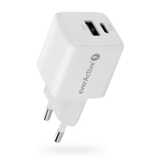 1x USB + 1x USB-C Quick Charge 3.0 20W White Charger