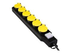 LogiLink 6-pin pistepesa 16A must kollane 1.5m