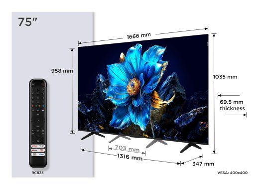 Televisor TCL 75 " 4K Ultra HD 3840 x 2160 pixels Flat 16:9 QLED 75P7K