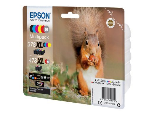 Epson 478XL Multipack Hall Must Kollane Tsüaan Magenta Punane Tint C13T379D4010