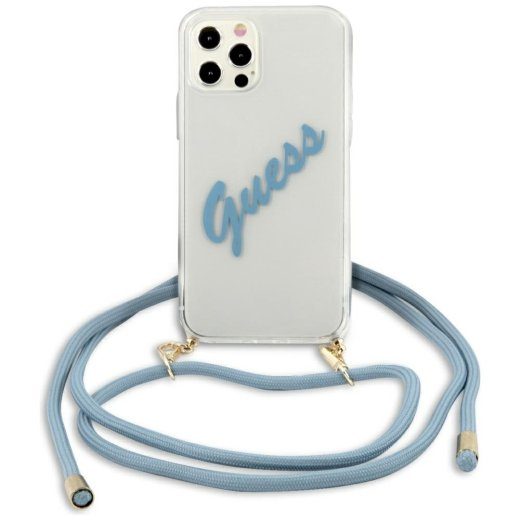 Guess GUHCP12LCRTVSBL Hardcase Script Vintage iPhone 12 Pro Max 6.7" jaoks / sinine