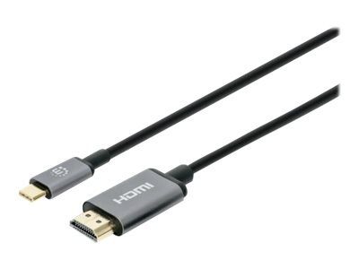 Manhattan USB-C kuni HDMI kaabel, 4K@60Hz, 1m, must, isane-isane, kolme aasta garantii, polybag videoadapterikaabel 1m must