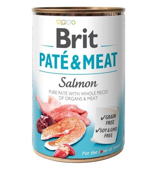 BRIT Paté & Meat with Salmon märjakas koeratoit - 400g