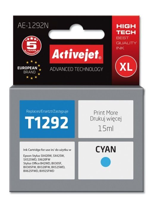Activejet AE-1292 tint (asendus Epson T1292 jaoks; Supreme; 15 ml; tsüaan)