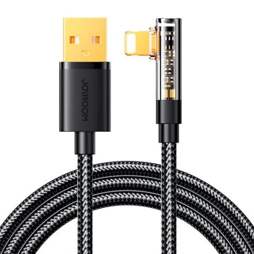 Joyroom Mängukaabel Lightning (Nurga all) - USB (Sirge) 2.4A, 480mb/s, 1.2m / must