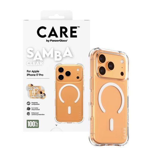CARE by PanzerGlass moekas ümbris Samba kaitsekate iPhone 17 Pro läbipaistev