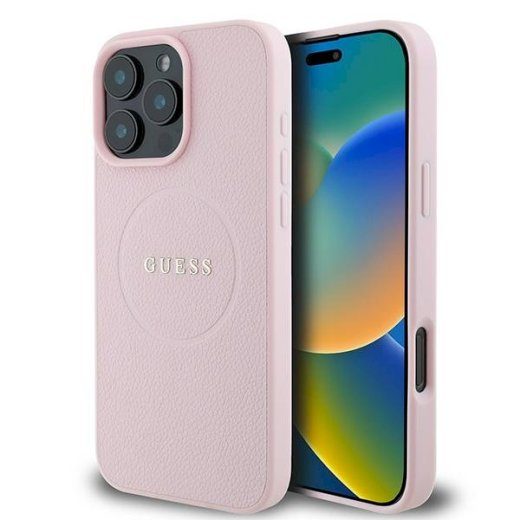 Guess GUHMP15XPGHSMMP Grained Ring MagSafe Hardcase iPhone 15 Pro Max 6.7" / rožinė