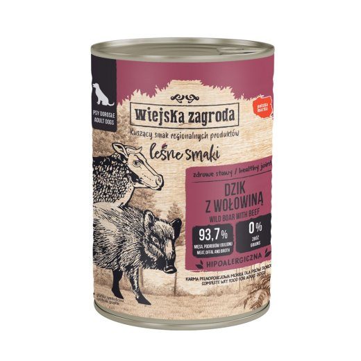 WIEJSKA ZAGRODA Metsa Aroomid Metsseanumber veisega - märgkoeratoit - 400g