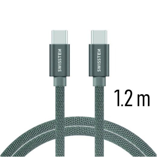Swissten Tekstiil Fast Charge 3A USB-C / USB-C Andmete ja laadimiskaabel 1.2m