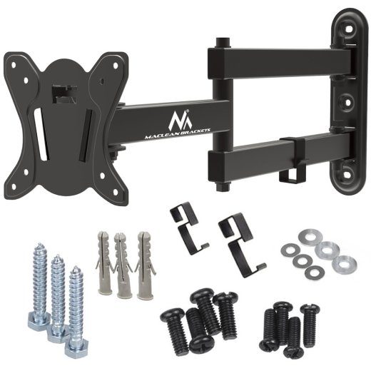 Maclean MC-417 Täisliiguvusega TV Monitori Seinahoidja 13-32" 30kg max. VESA 100x100 Must Pulbrikatega Üldine Hoidja Reguleeritav Seinakaugus