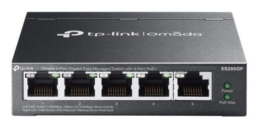 TP-Link Omada 5-portiline gigabiti lihtsalt haldatav lüliti koos 4-portilise PoE+-ga