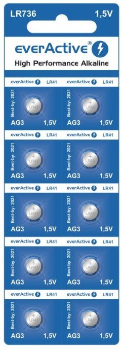 Mini EverActive G3 LR736 LR41 Šarminės baterijos, 10 vnt.