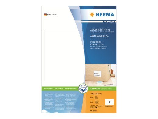 HERMA premium laminatsiooniga aadressimärgid 148.5 x 205 mm 400 märgi