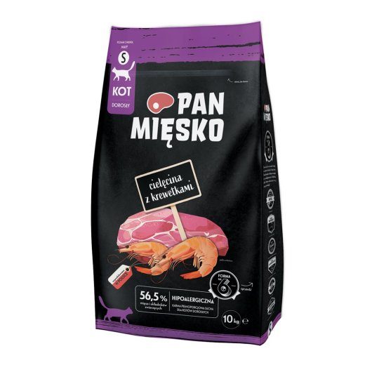 PAN MIĘSKO Vasikalihv koos krevettidega S - kuiv kassitoit - 10kg