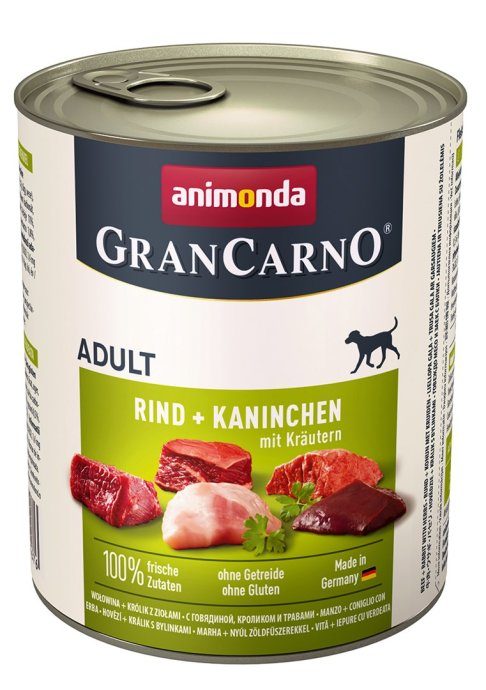 Animonda GranCarno täiskasvanud veis, küülik ja ürdid märgkoeratoit 800g