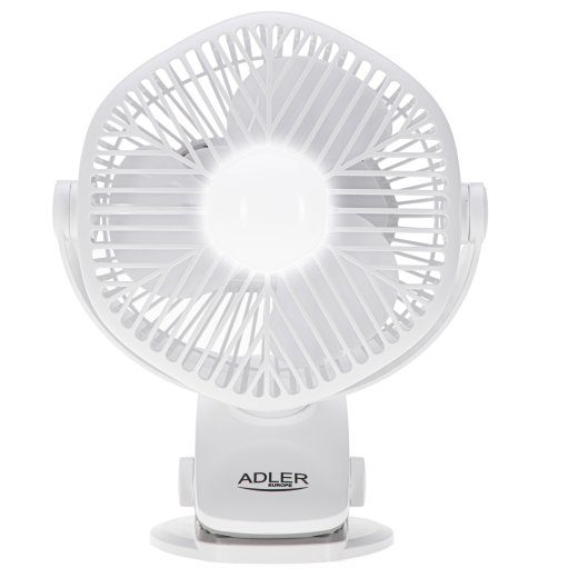 Adler Rechargeable fan with clip AD 7335 Table Fan 6 W Diameter 12.7 cm Number of speeds 3 Oscillation White