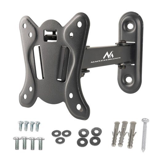 Maclean MC-416 telemonitori seinahoidja 13''-32'', 30kg, kallutuspööramine, maks VESA 100x100 must pulbrikatuse universaalne hoidja