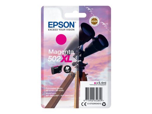 Epson 502XL Magenta 470-lehekülje tint C13T02W34010