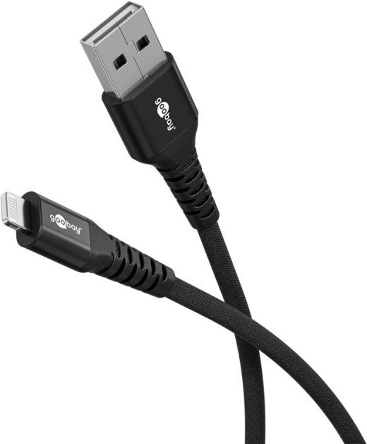 Goobay Lightning USB-A Supersoft Tekstiilkaabel Metallist Pistikutega 74504