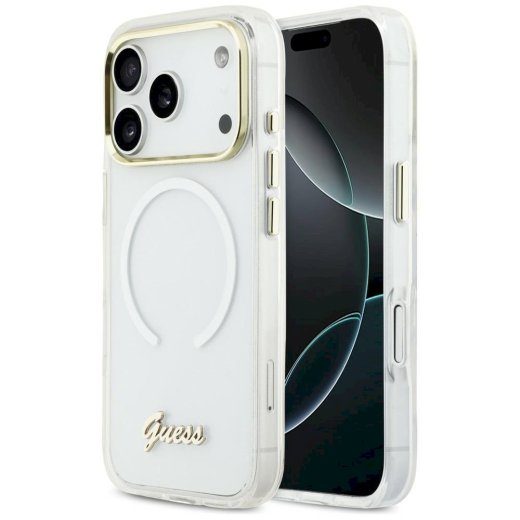 „Guess IML Gradient Script Metal MagSafe“ dėklas skirtas iPhone 17 Pro Max / juodas