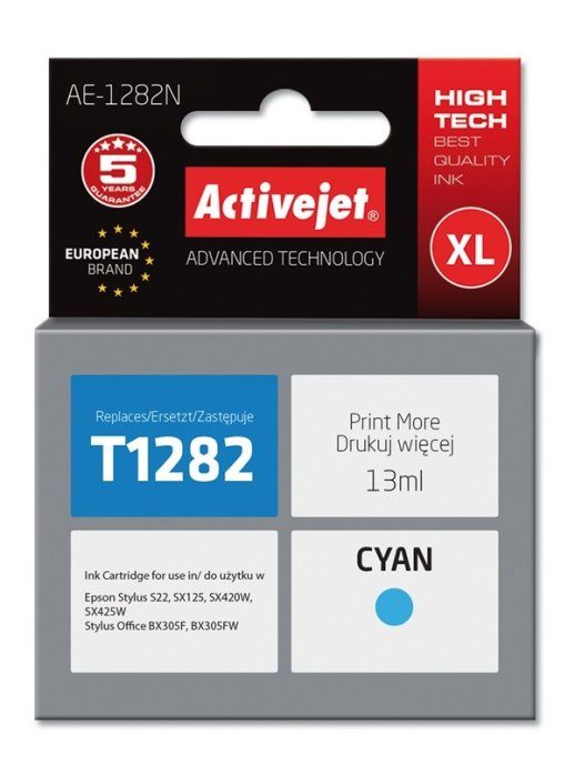 Activejet AE-1282N tindikassett (asendus Epson T1282 jaoks; Supreme; 13 ml; tsüaan)
