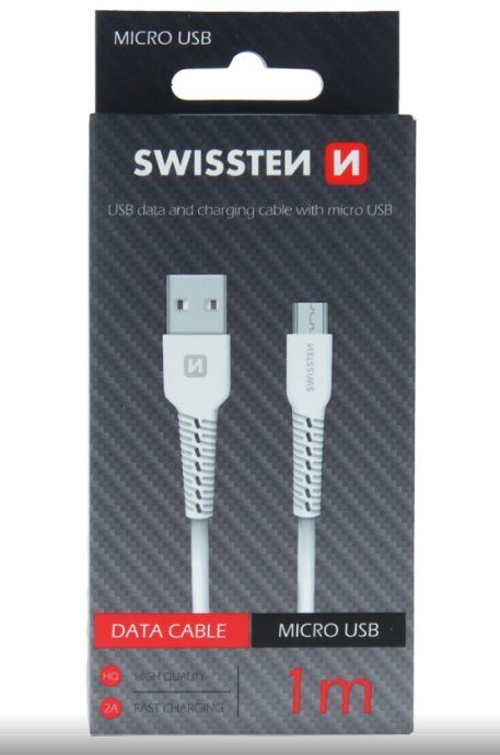 Swissten Basic greito įkrovimo 3A Micro USB duomenų ir įkrovimo kabelis 1m balta