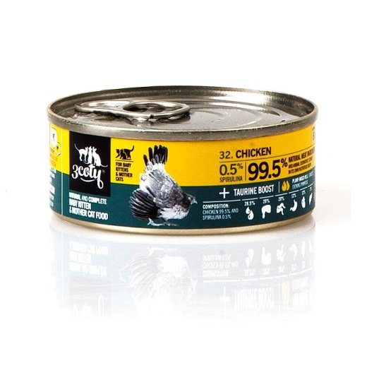 3COTY kana spiruliiniga Kutsikatele ja imetavatele kassidele - märg kassitoit - 80g
