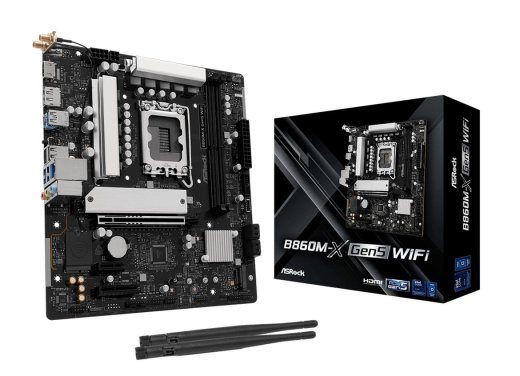 Emaplaat ASROCK Intel B860 LGA 1851 (Socket V1) micro ATX RAM DDR5-SDRAM 2xSlots Wi-Fi Jah Bluetooth Jah 1xM.2 (M) pesade arv B860M-XGEN5WIFI