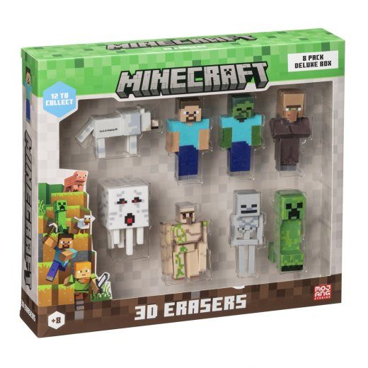 MINECRAFT 3D KUSTUTAJAD - 8 PAKKI DELUXE KASTIL VER.A