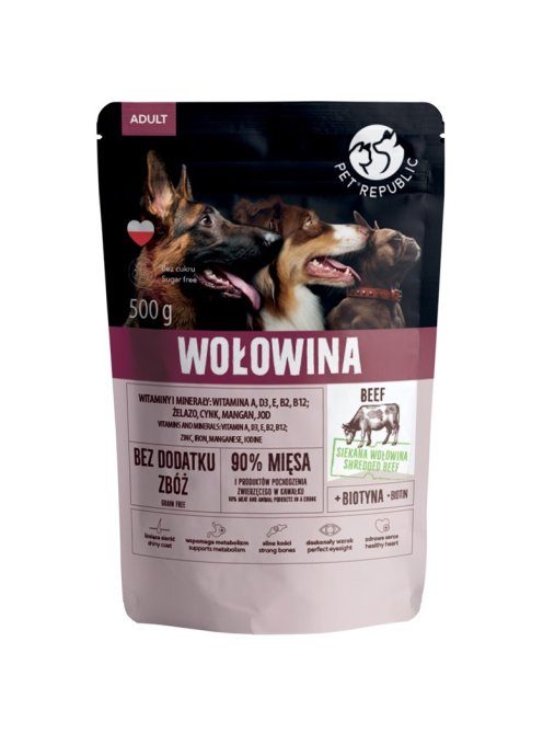 PET REPUBLIC Täiskasvanud veiseliha - niiskuskoeratoit - 500g