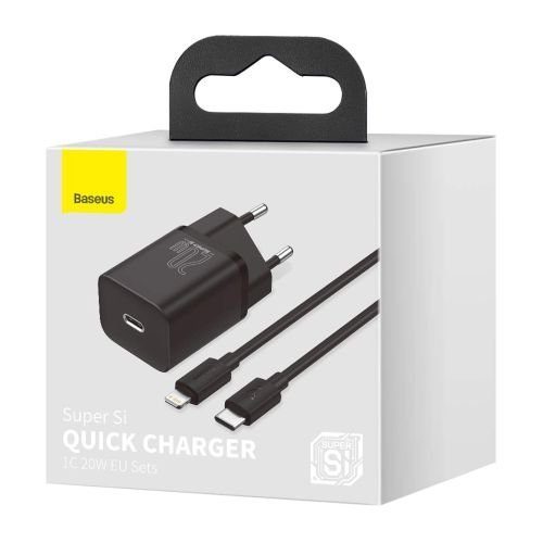 Baseus TZCCSUP-B01 Reisilaadija komplekt / Super Si 1C QC / Kaabel Type-C Lightning 1m 20W