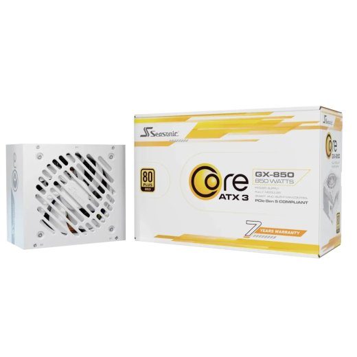 Seasonic Core GX 850 Watt ATX 3.1 80+ GOLD Täielikult Modulaarne Toiteallikas Valge