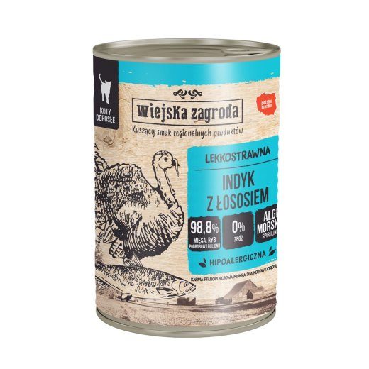 WIEJSKA ZAGRODA Türgi koos lõhega - märgkassitoit - 400g