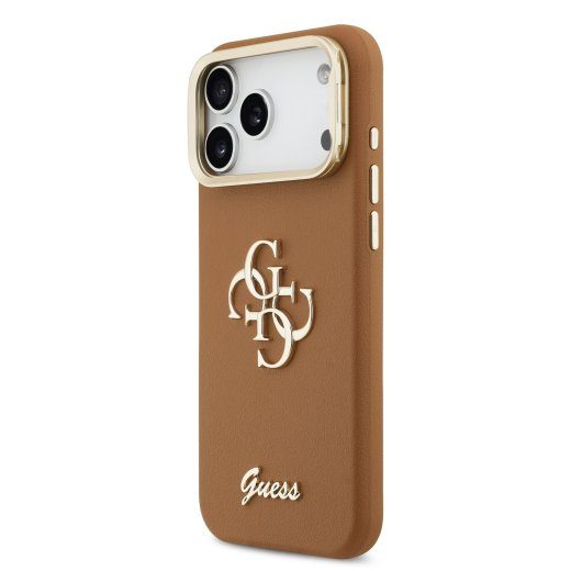 Guess PU Grained 4G Logo Stand Camera Frame ümbris Apple iPhone 17 Pro Max jaoks