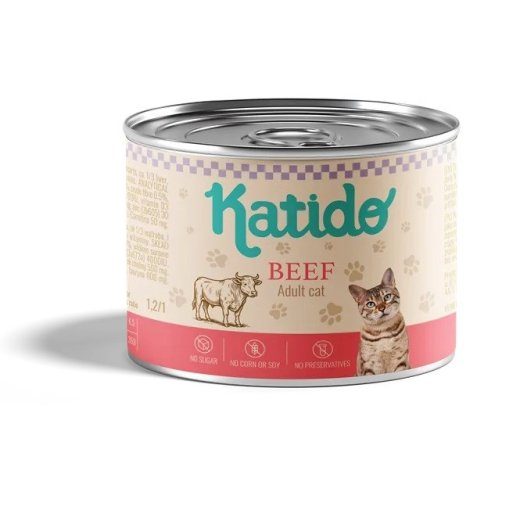 KATIDO Veiseliha - märgine kassitoit - 200 g