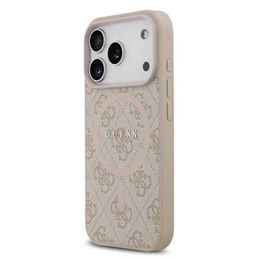 Guess PU nahast 4G värvilise rõnga MagSafe ümbris iPhone 17 Pro jaoks / Roosa