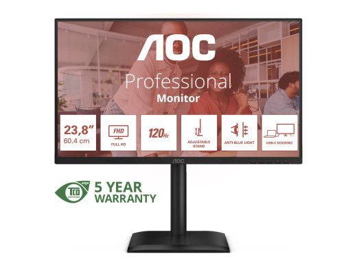 AOC 24E4CV 24 colių Full HD (1920 x 1080) HDMI DisplayPort USB-C 120Hz