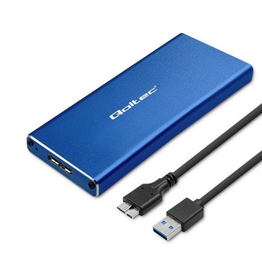 Qoltec 51832 Ümbris M.2 SSD drive SATA NGFF USB 3.0 Super speed 5Gb/s 2TB Sinine