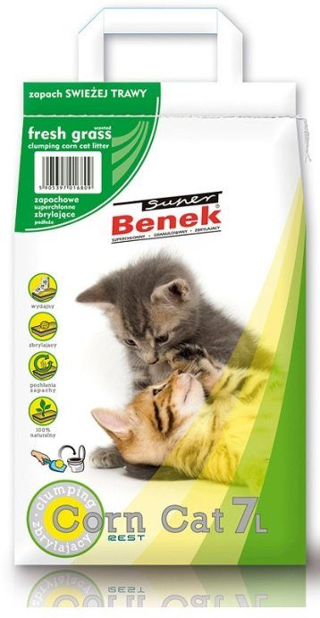 Certech Super Benek Corn Cat Fresh Grass - Tõru kassiheide, tükelduv 7 l