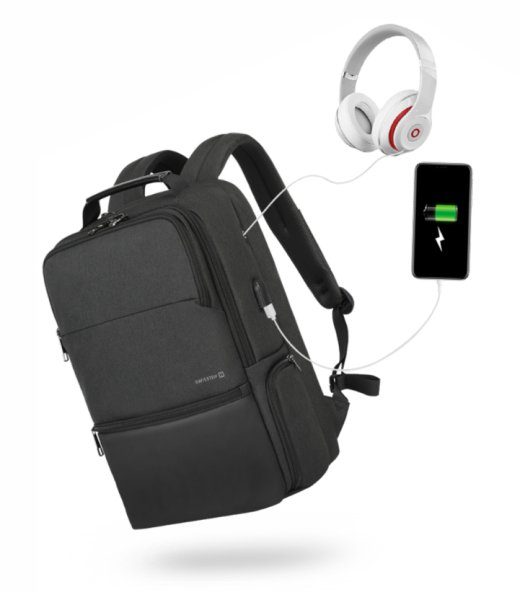 Swissten sülearvuti seljakott 15.6" laadimiseks USB-portiga