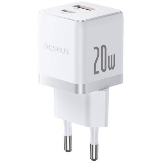 Baseus Palm kiirlaadur USB-A + USB-C 20W / valge