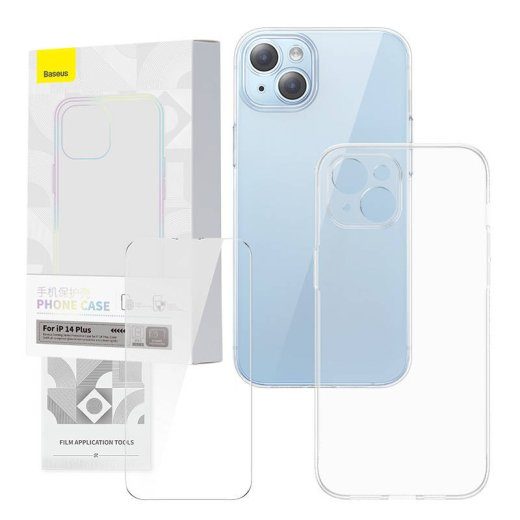 Baseus läbipaistev korpus ja vastupidav klaasikomplekt Corning iPhone 14 Plus jaoks