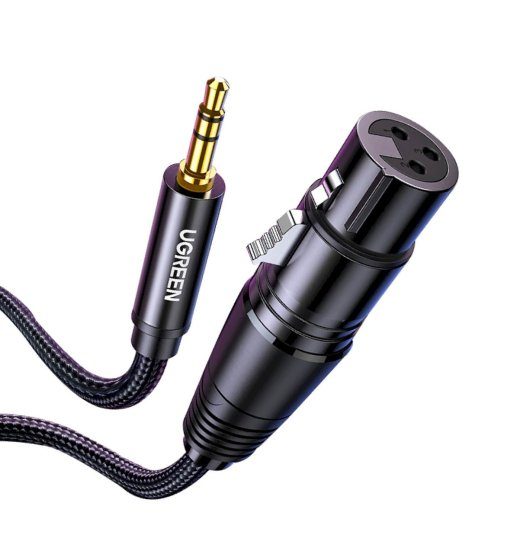 UGREEN 20763 Audio kaabel XLR kuni 3.5mm 1 m / must
