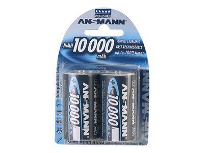 ANSMANN D-tüüpi laetavad patareid 10000mAh
