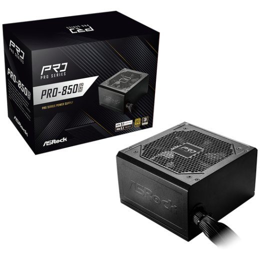 Asrock PRO-850G toiteallikas 850Watt 80+ Gold, must