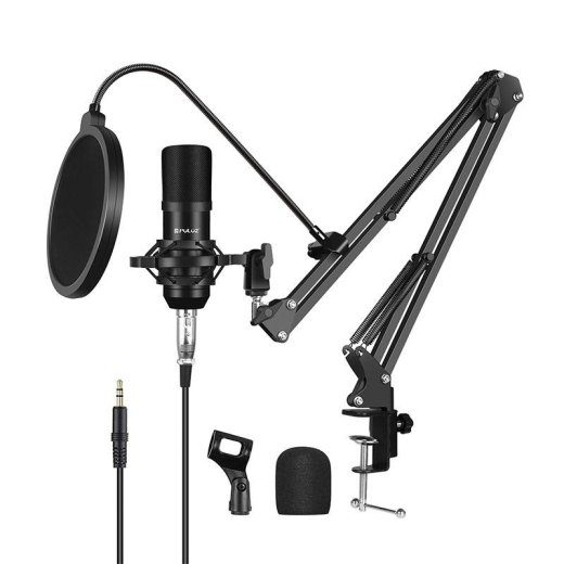 Kondensatorinis mikrofonas Puluz PU612B studijos transliavimas